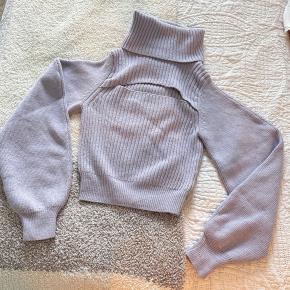 FREE PEOPLE Ariel Turtleneck Pullover, Lilac, Size XS - Picture 6 of 11